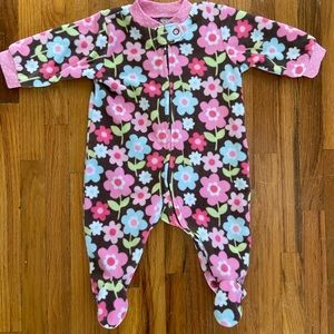 Carter’s baby girl fleece zip up footed pajamas.